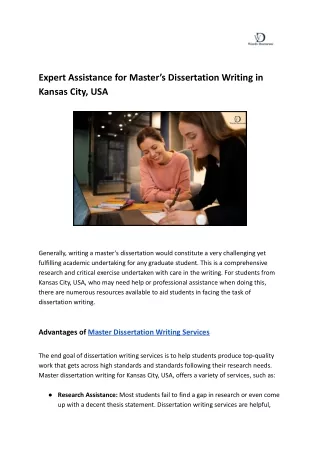 Expert Assistance for Master’s Dissertation Writing in Kansas City, USA
