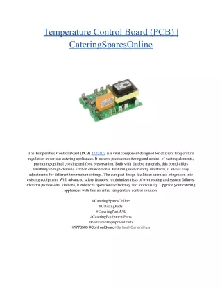 Temperature Control Board (PCB) _ CateringSparesOnline