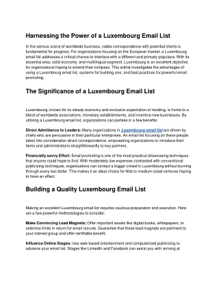 Harnessing the Power of a Luxembourg Email List