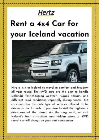 Unlock Adventure with 4x4 Car Rentals in Iceland by Hertz Iceland