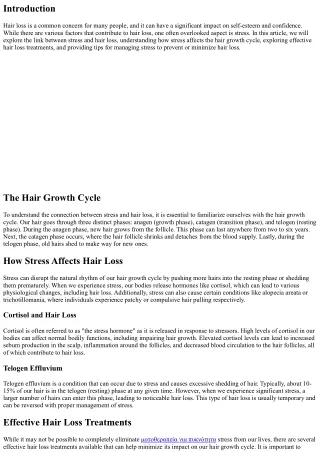 Discovering the Link Between Stress and Hair Loss