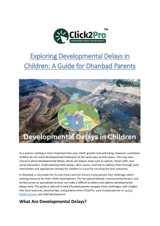 Exploring Developmental Delays in Children A Guide for Dhanbad Parents