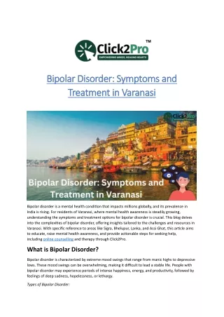 Bipolar Disorder: Symptoms and  Treatment in Varanasi