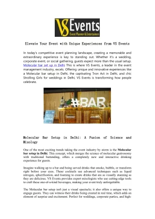 VS Events: Premium Molecular Bar Setup in Delhi for Your Event