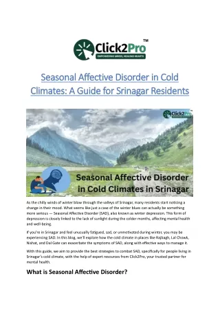 Seasonal Affective Disorder in Cold Climates A Guide for Srinagar Residents