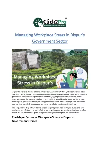 Managing Workplace Stress in Dispurs Government Sector