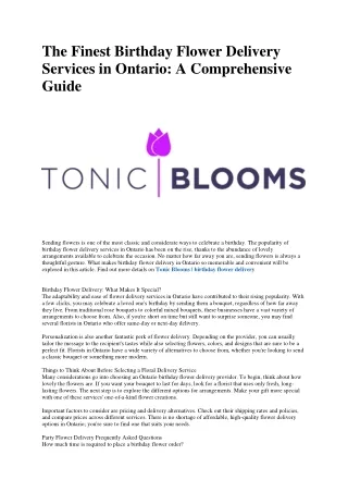 Tonic Blooms | birthday flower delivery