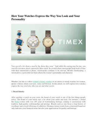 How Your Watches Express the Way You Look and Your Personality