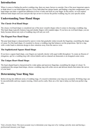 Finding the Perfect Wedding Ring for Your Hand Shape and Size