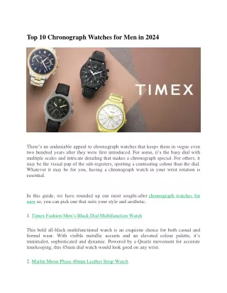 Top 10 Chronograph Watches for Men in 2024