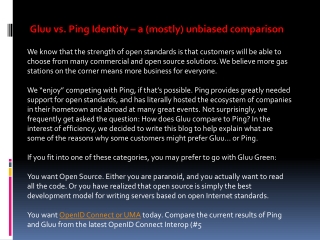 Gluu vs. Ping Identity – a (mostly) unbiased comparison