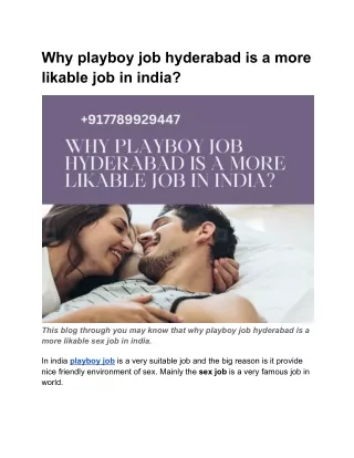 Why playboy job hyderabad is a more likable job in india