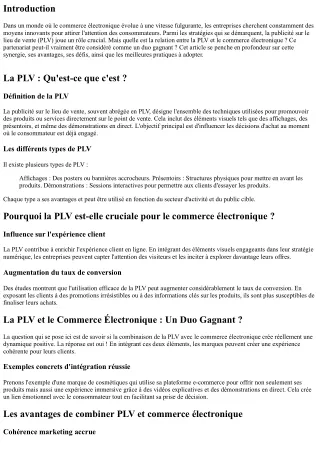 La PLV et le Commerce Électronique : Un Duo Gagnant ?