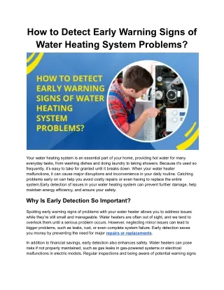 How to Detect Early Warning Signs of Water Heating System Problems_