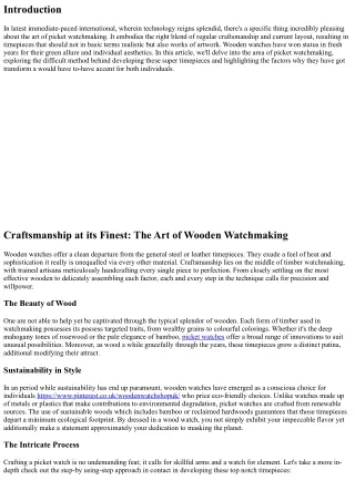 Craftsmanship at its Finest: The Art of Wooden Watchmaking