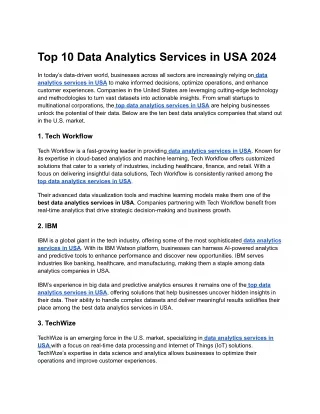 Top 10 Data Analytics Services in USA 2024