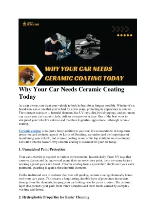 Why Your Car Needs Ceramic Coating Today