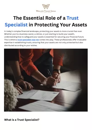 The Essential Role of a Trust Specialist in Protecting Your Assets
