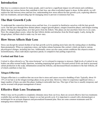 Discovering the Link Between Stress and Hair Loss