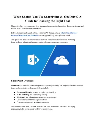 When Should You Use SharePoint vs. OneDrive A Guide to Choosing the Right Tool