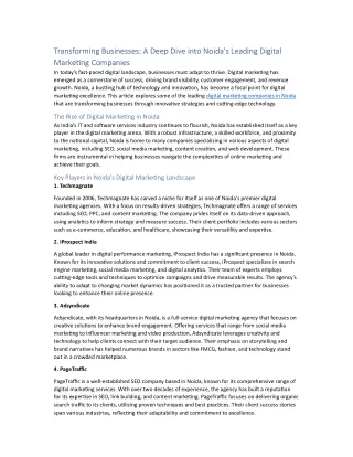 Transforming Businesses: A Deep Dive into Noida's Leading Digital Marketing Comp