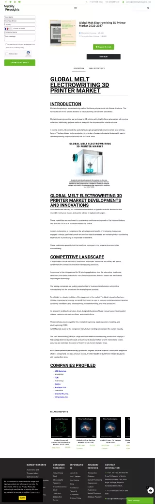 Melt Electrowriting 3D Printer Market: A Game-Changer in Precision Manufacturing