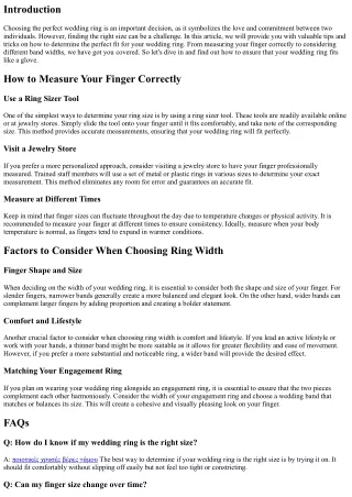 Finding the Right Size for Your Wedding Ring: Tips and Tricks