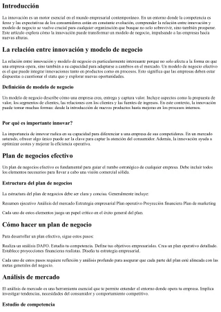 La relación entre innovación y modelo de negocio