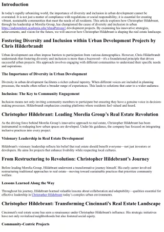 Fostering Diversity and Inclusion within Urban Development Projects by Chris Hil
