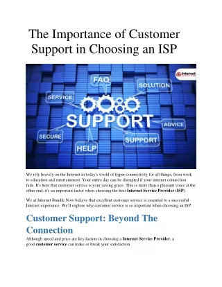 The Importance of Customer Support in Choosing an ISP