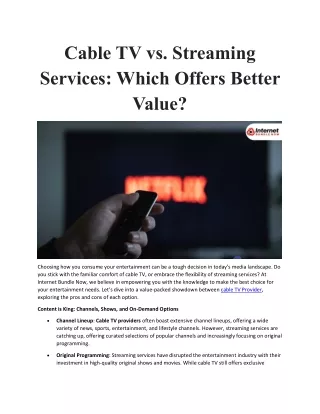 Cable TV vs Streaming Services Which Offers Better Value