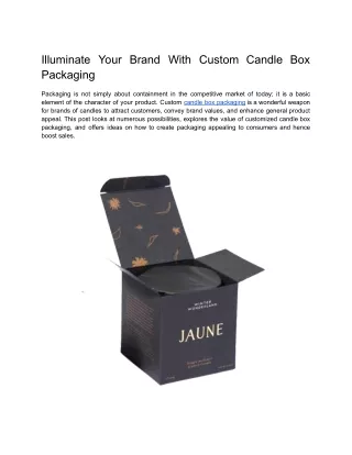 Illuminate Your Brand with Custom Candle Box Packaging