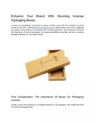 Enhance Your Brand with Stunning Incense Packaging Boxes