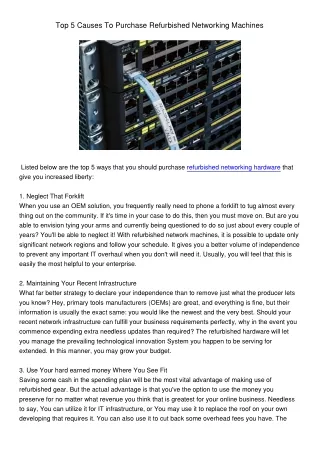 Top5CausesToPurchaseRefurbishedNetworkingMachines