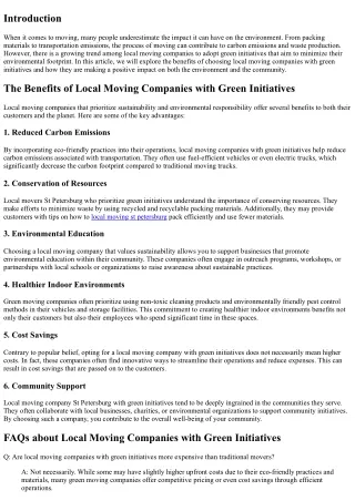 The Benefits of Local Moving Companies with Green Initiatives