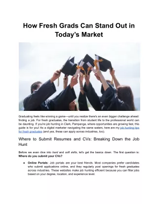 How Fresh Grads Can Stand Out in Today’s Market