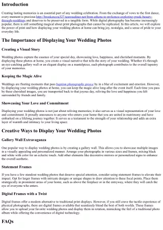 The Power of Print: Displaying Your Wedding Photos at Home