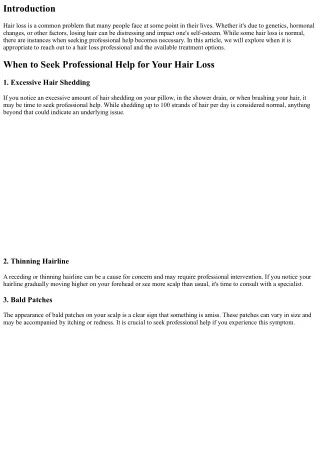 When to Seek Professional Help for Your Hair Loss