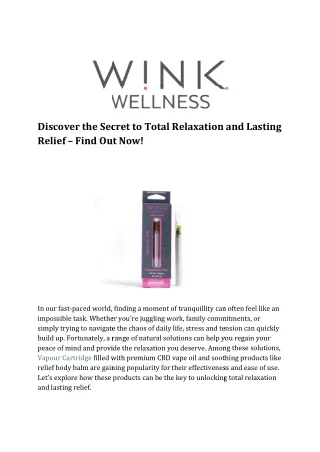 Discover the Secret to Total Relaxation and Lasting Relief – Find Out Now!