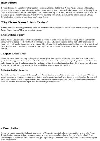 Embark on a Nautical Adventure: Naxos Private Cruises