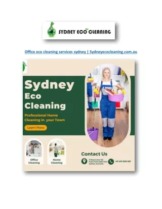 Office eco cleaning services sydney | Sydneyecocleaning.com.au