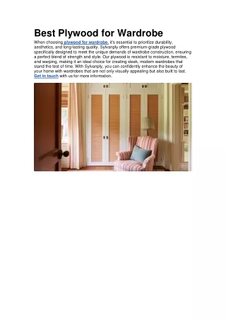 Best Plywood for Wardrobe