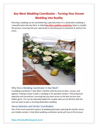 Key West Wedding Coordinator - Turning Your Dream Wedding into Reality