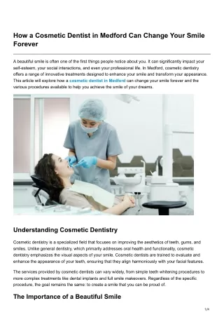 How a Cosmetic Dentist in Medford Can Change Your Smile Forever