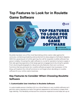 Top Features to Look for in Roulette Game Software
