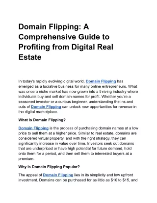 Domain Flipping: A Comprehensive Guide to Profiting from Digital Real Estate