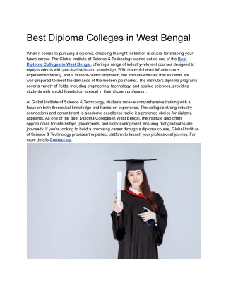 Best Diploma Colleges in West Bengal
