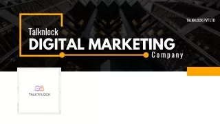Talknlock's Black Modern Company Profile Digital Marketing Presentation