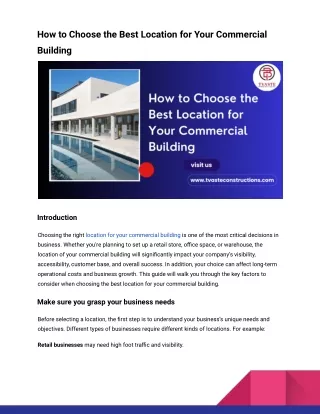 How to Choose the Best Location for Your Commercial Building