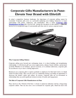 Elevate Your Brand with Corporate Gifts Manufacturers in Pune